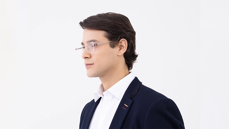 men wearing rimless glasses