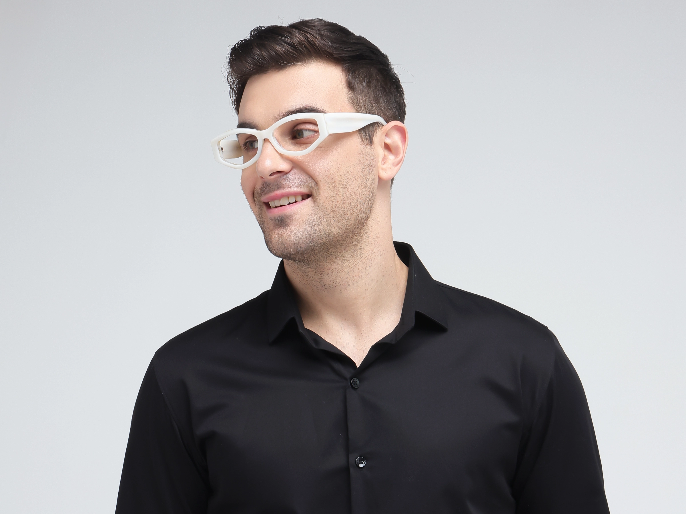 Smoke White Oversized Rectangle Glasses