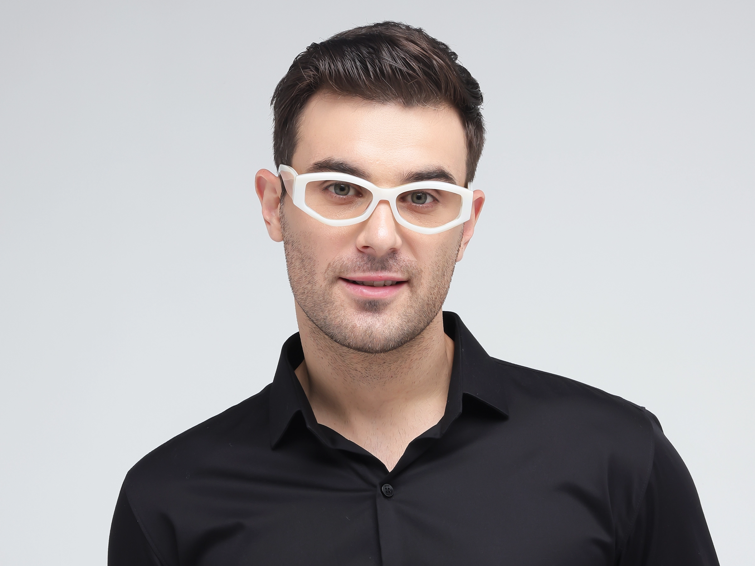 Smoke White Oversized Rectangle Glasses