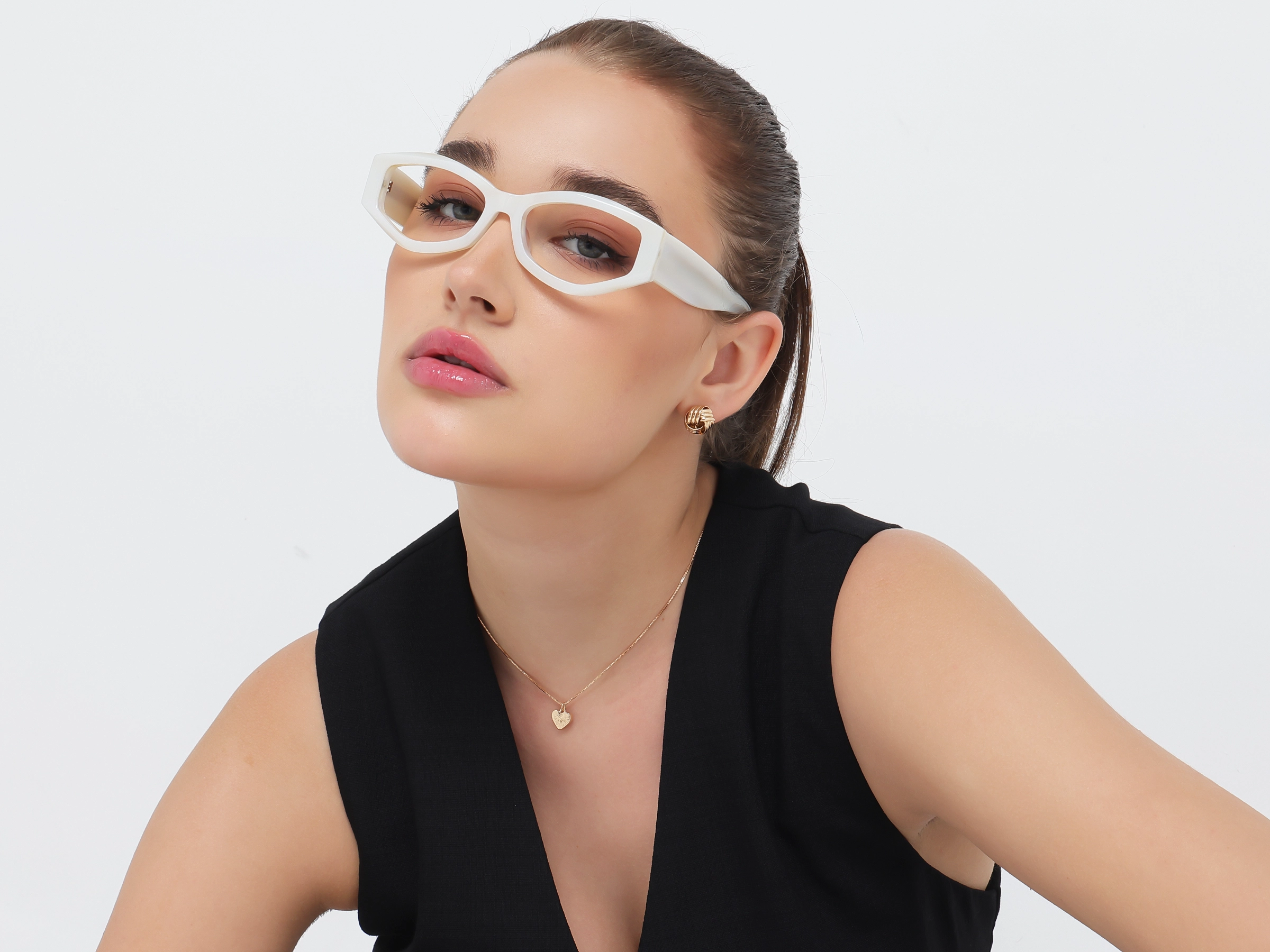 Smoke White Oversized Rectangle Glasses