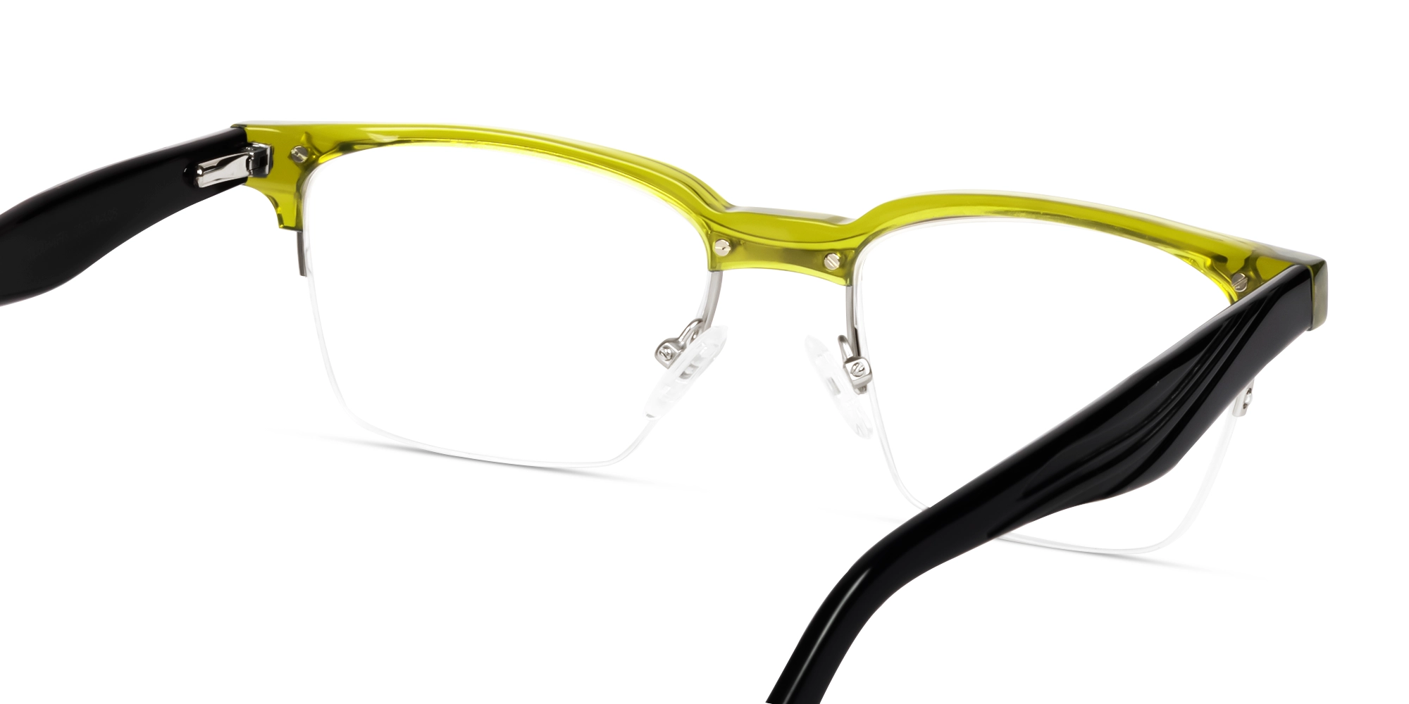 Pear Green Rectangle Browline Acetate Glasses-5