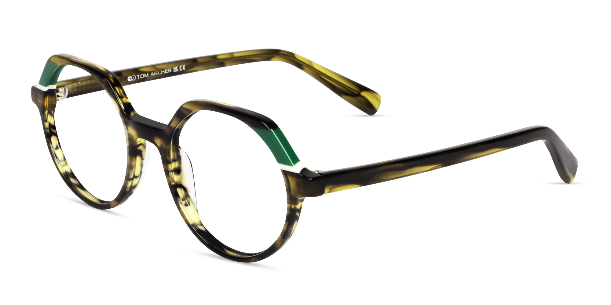 Green Tortoise Round Fullrim Acetate Glasses-2