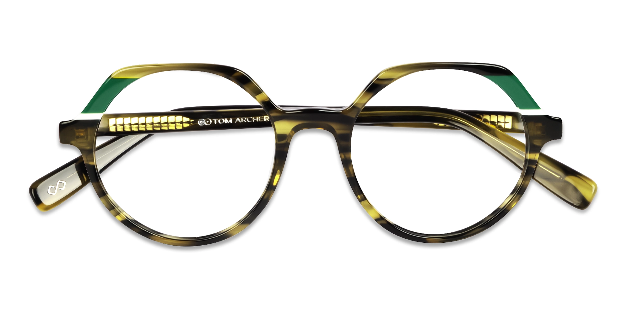 Green Tortoise Round Fullrim Acetate Glasses-5