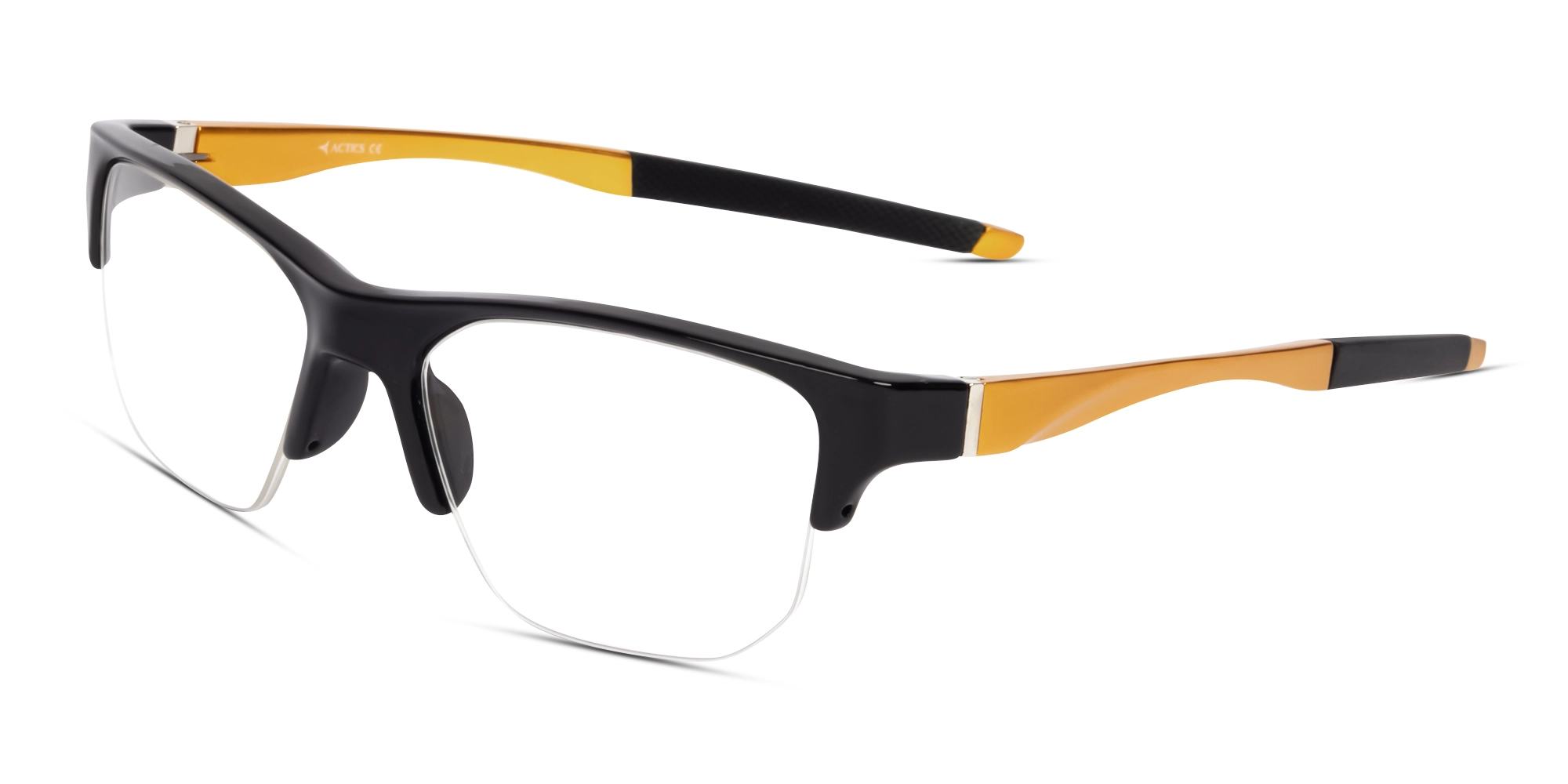 Sports Glossy Black Half-Rim Glasses-2 Sports Glossy Black Half-Rim Glasses-2