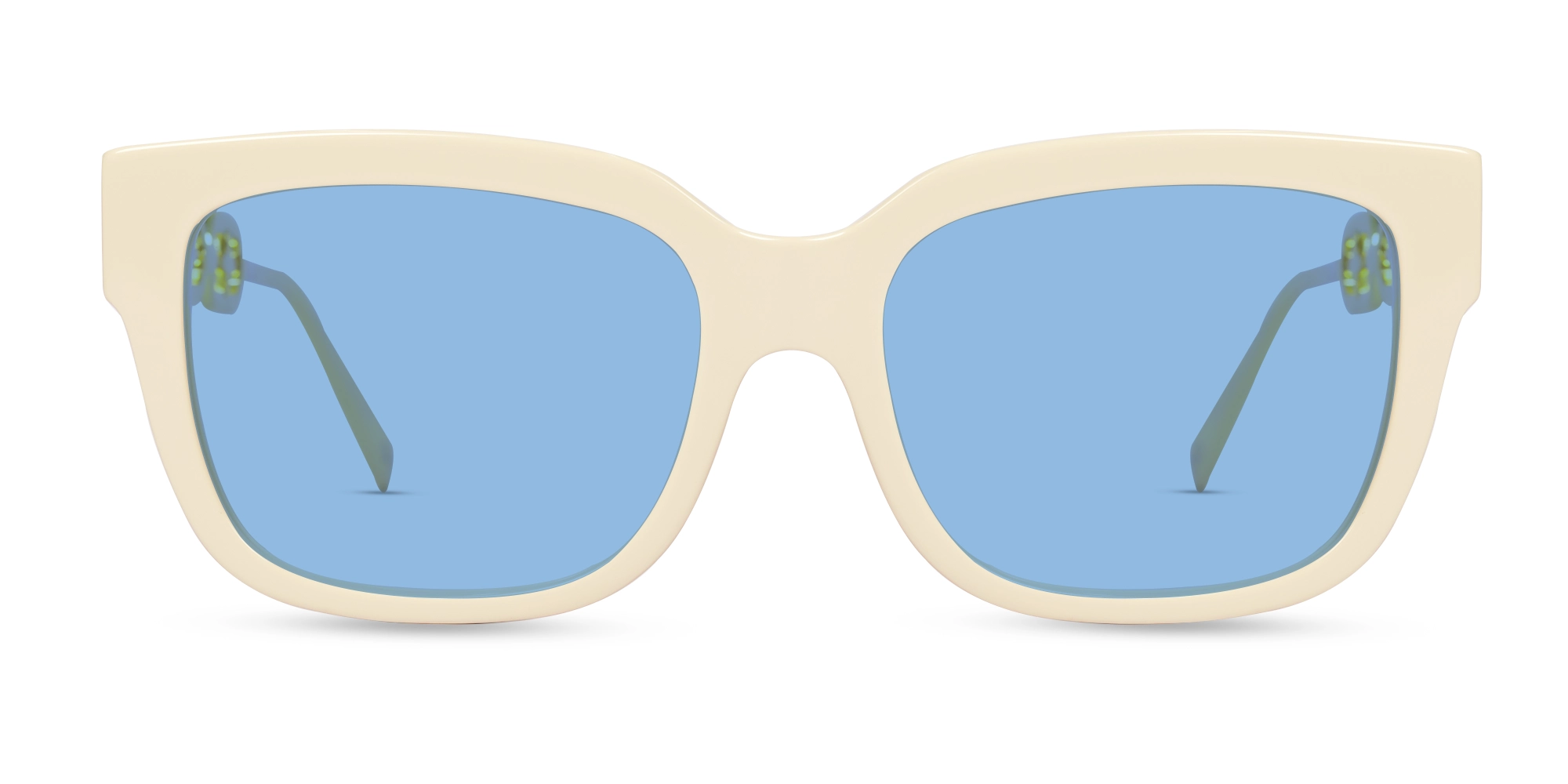Beige & Gold Square Frame With Blue Tint Sunglasses-1 Beige & Gold Square Frame With Blue Tint Sunglasses-1