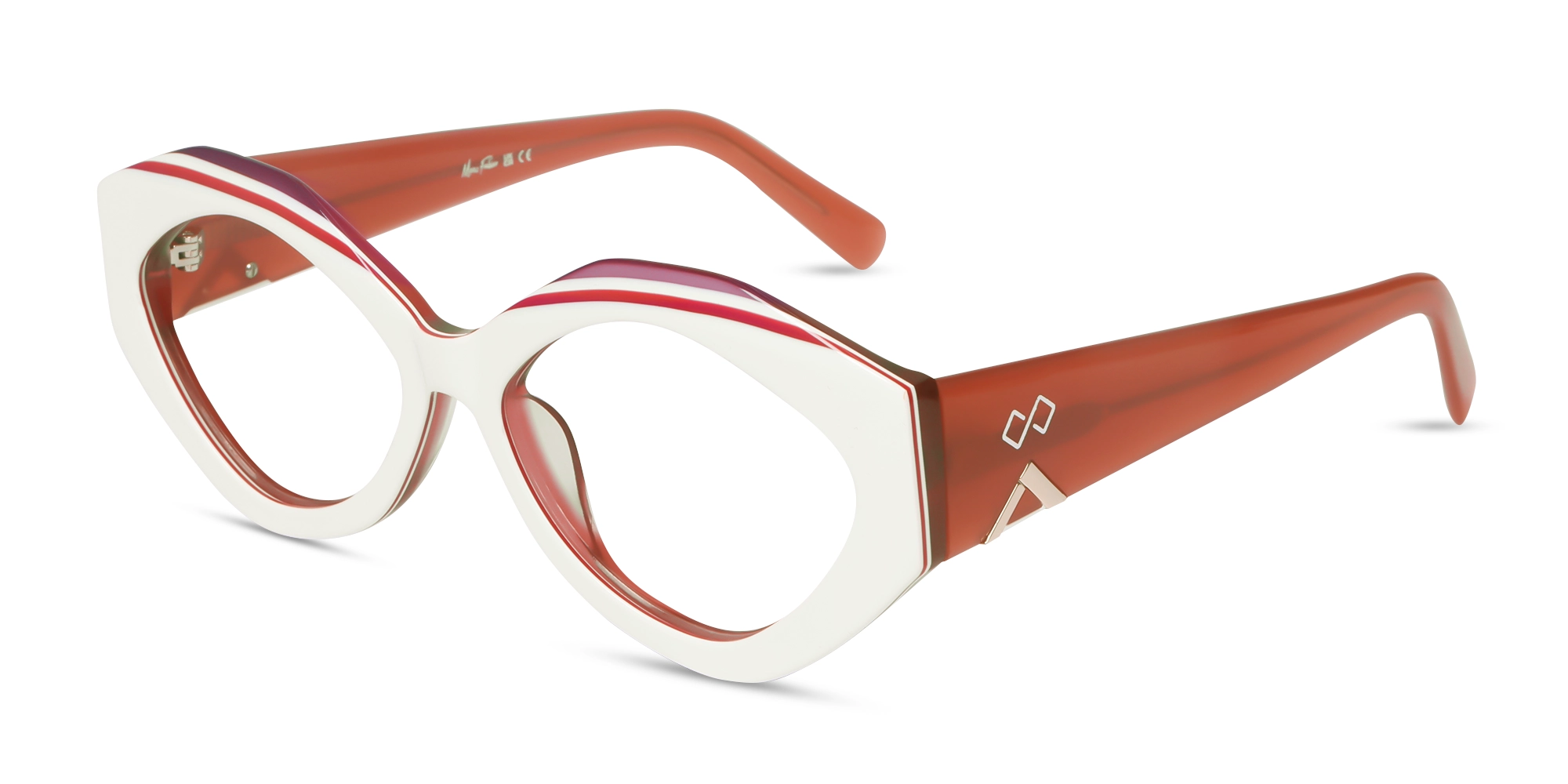 White & Rouge Pink Geometric Glasses White & Rouge Pink Geometric Glasses
