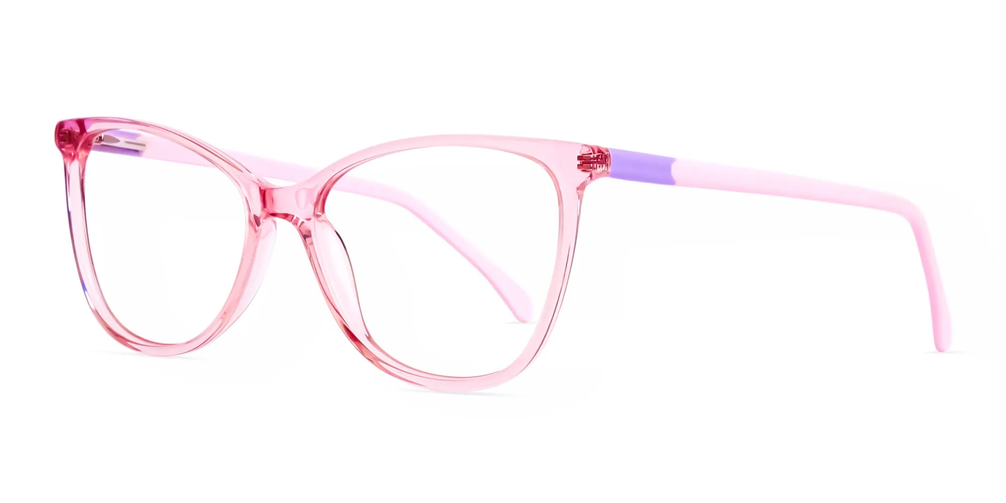 Crystal Clear or Transparent blossom and hot Pink Round Glasses Frames-2 Crystal Clear or Transparent blossom and hot Pink Round Glasses Frames-2