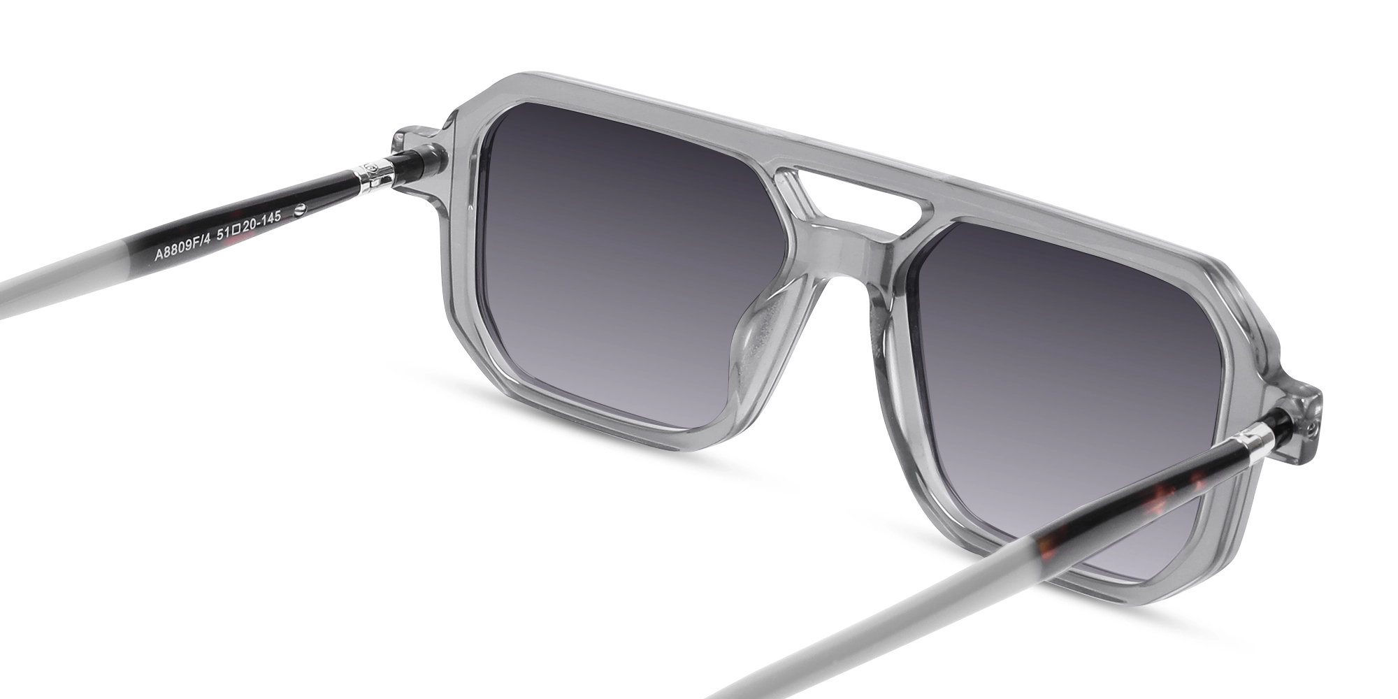 Rectangle Grey Gradient Tint Sunglasses-5