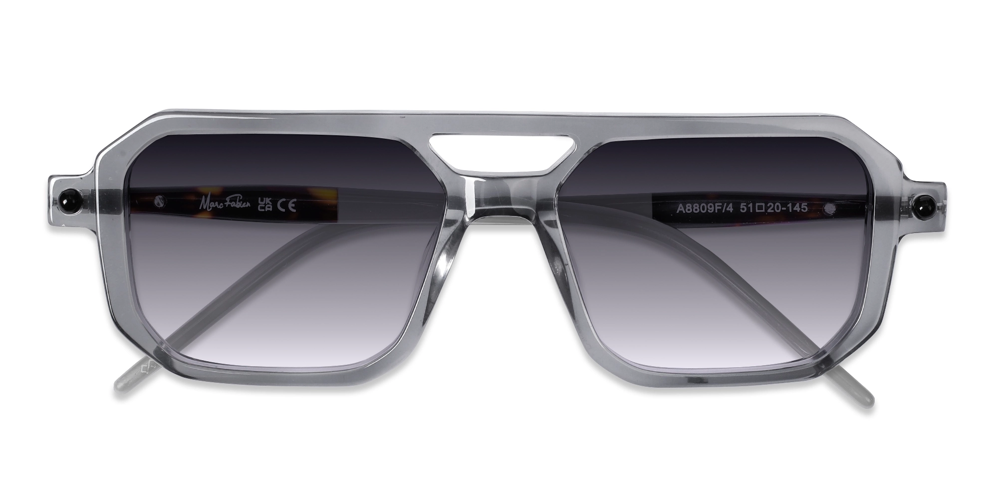 Rectangle Grey Gradient Tint Sunglasses-6