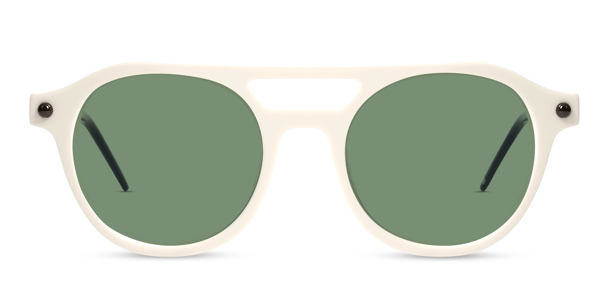 Creme White & Black Round Full-Rim Sunglasses Creme White & Black Round Full-Rim Sunglasses