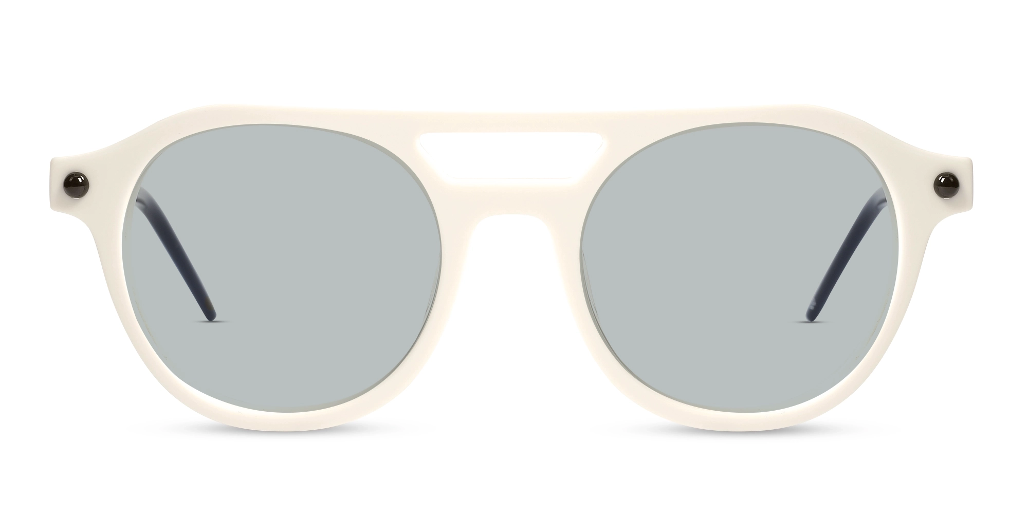 Creme White & Black Frame With Grey Solid Tint Creme White & Black Frame With Grey Solid Tint