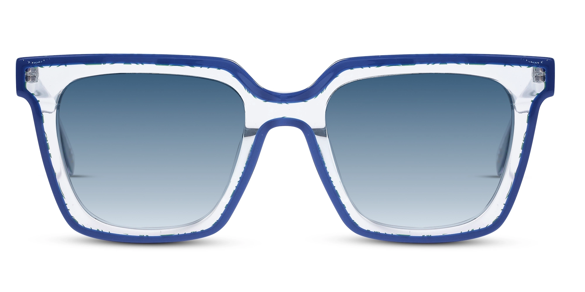 Square Crystal Clear & Blue Acetate Sunglasses-1 Square Crystal Clear & Blue Acetate Sunglasses-1