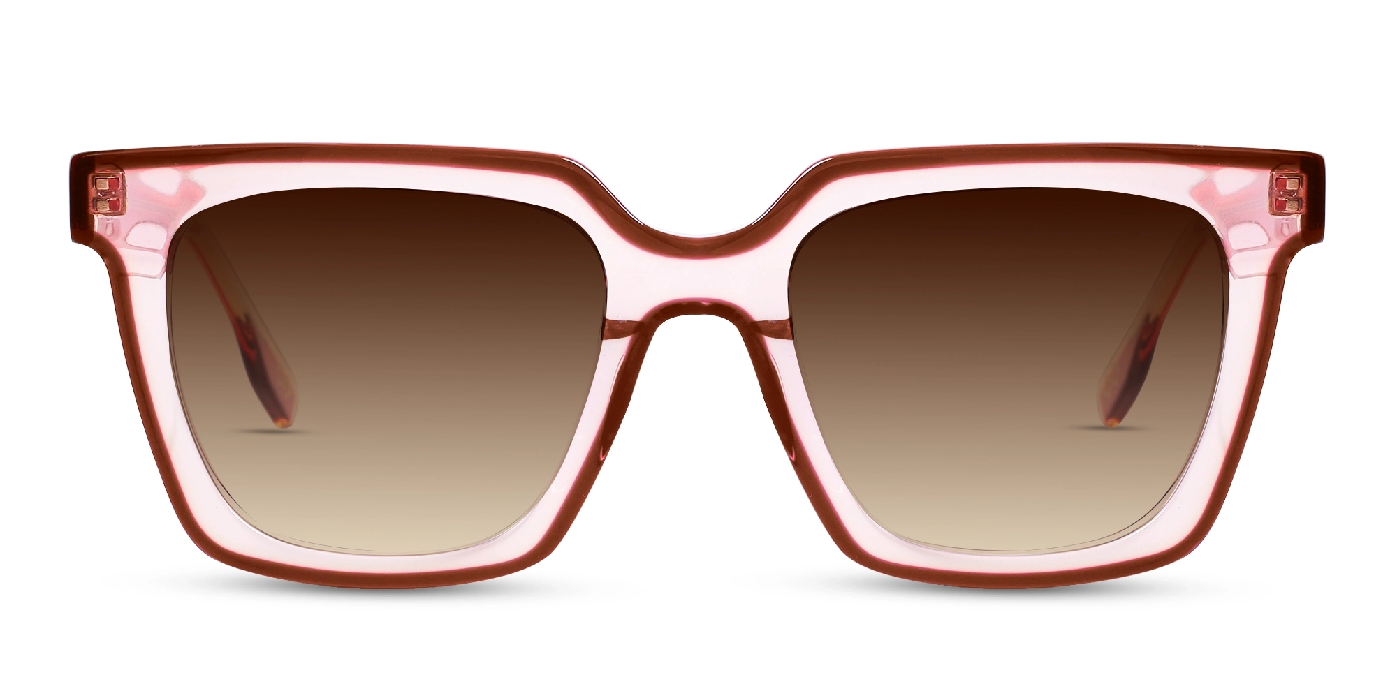 Crystal Peach & Dark Red Square Sunglasses Crystal Peach & Dark Red Square Sunglasses