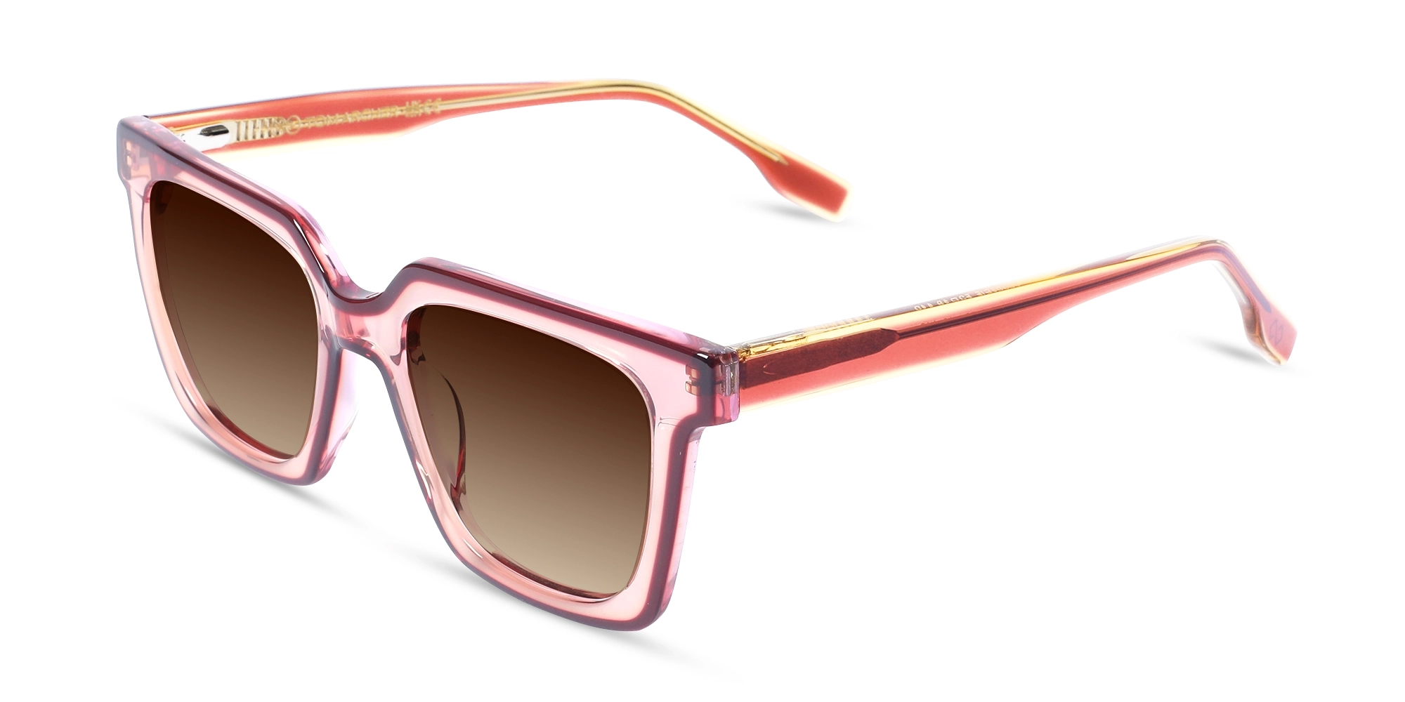 Crystal Peach & Dark Red Square Sunglasses Crystal Peach & Dark Red Square Sunglasses
