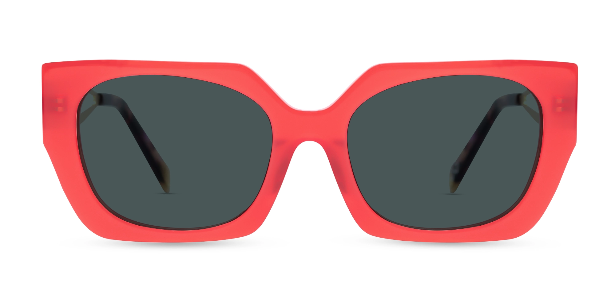 Square Red Frame Dark Grey Solid Tint Sunglasses-1 Square Red Frame Dark Grey Solid Tint Sunglasses-1
