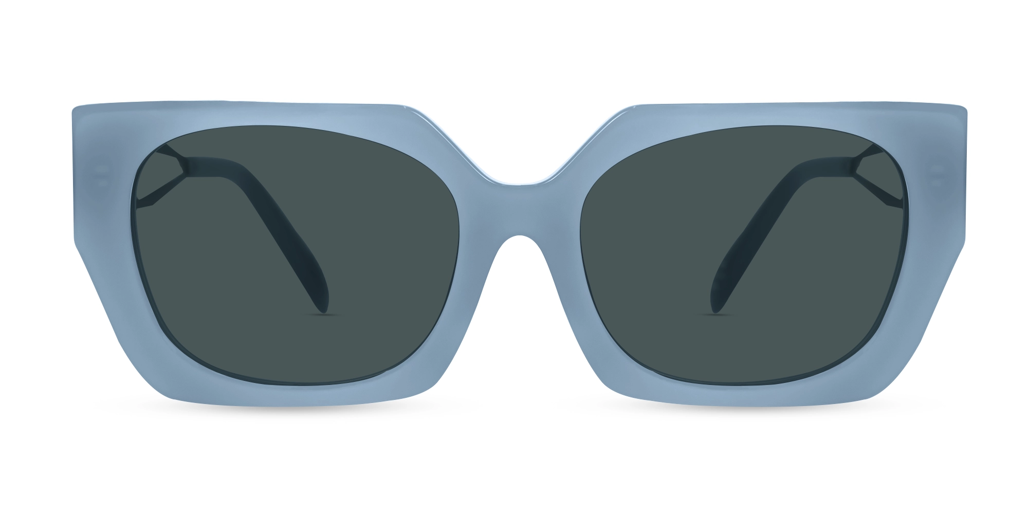 Blue Square Frame Dark Grey Tint Sunglasses-1 Blue Square Frame Dark Grey Tint Sunglasses-1