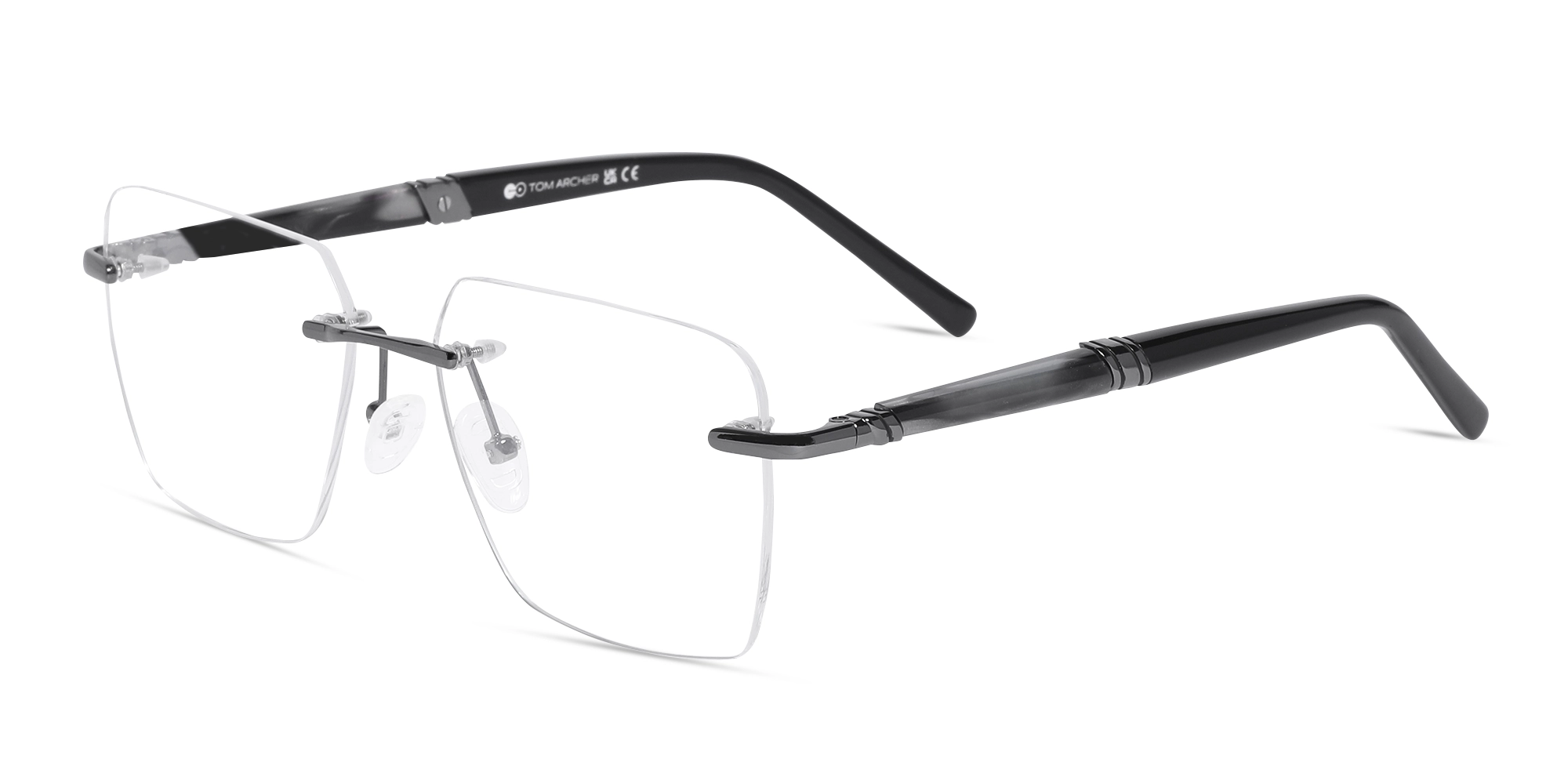 Rimless Gunmetal Rectangle Eyeglasses-3 Rimless Gunmetal Rectangle Eyeglasses-3