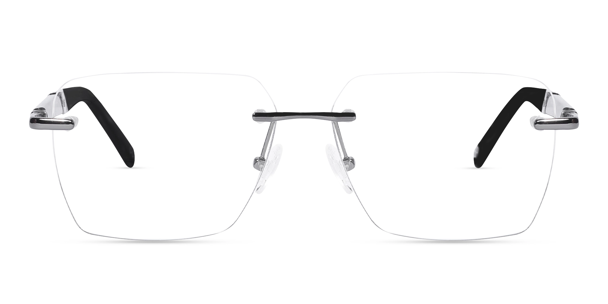 Rimless Gunmetal Rectangle Eyeglasses-1 Rimless Gunmetal Rectangle Eyeglasses-1