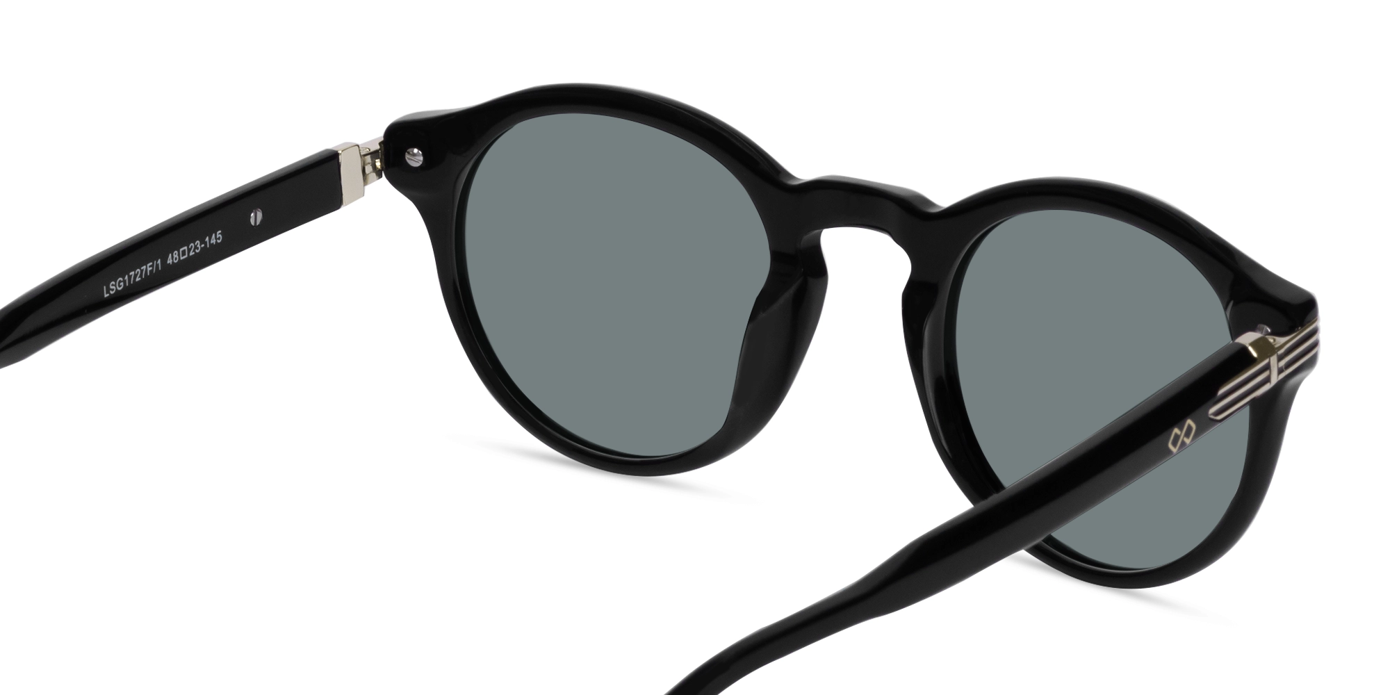 Black Round Acetate Full Rim Sunglasses-5