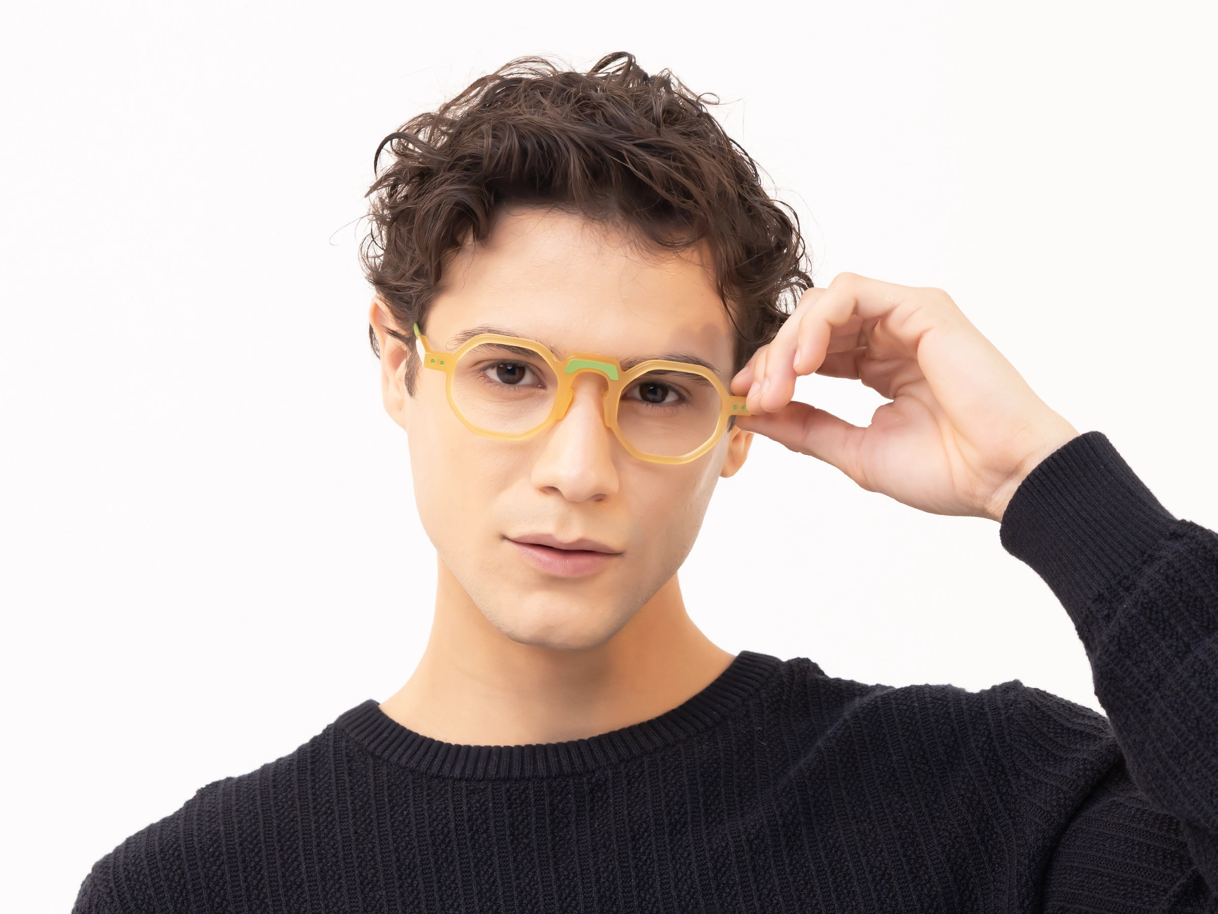 Caramel Brown Frame Hexagonal Glasses-42