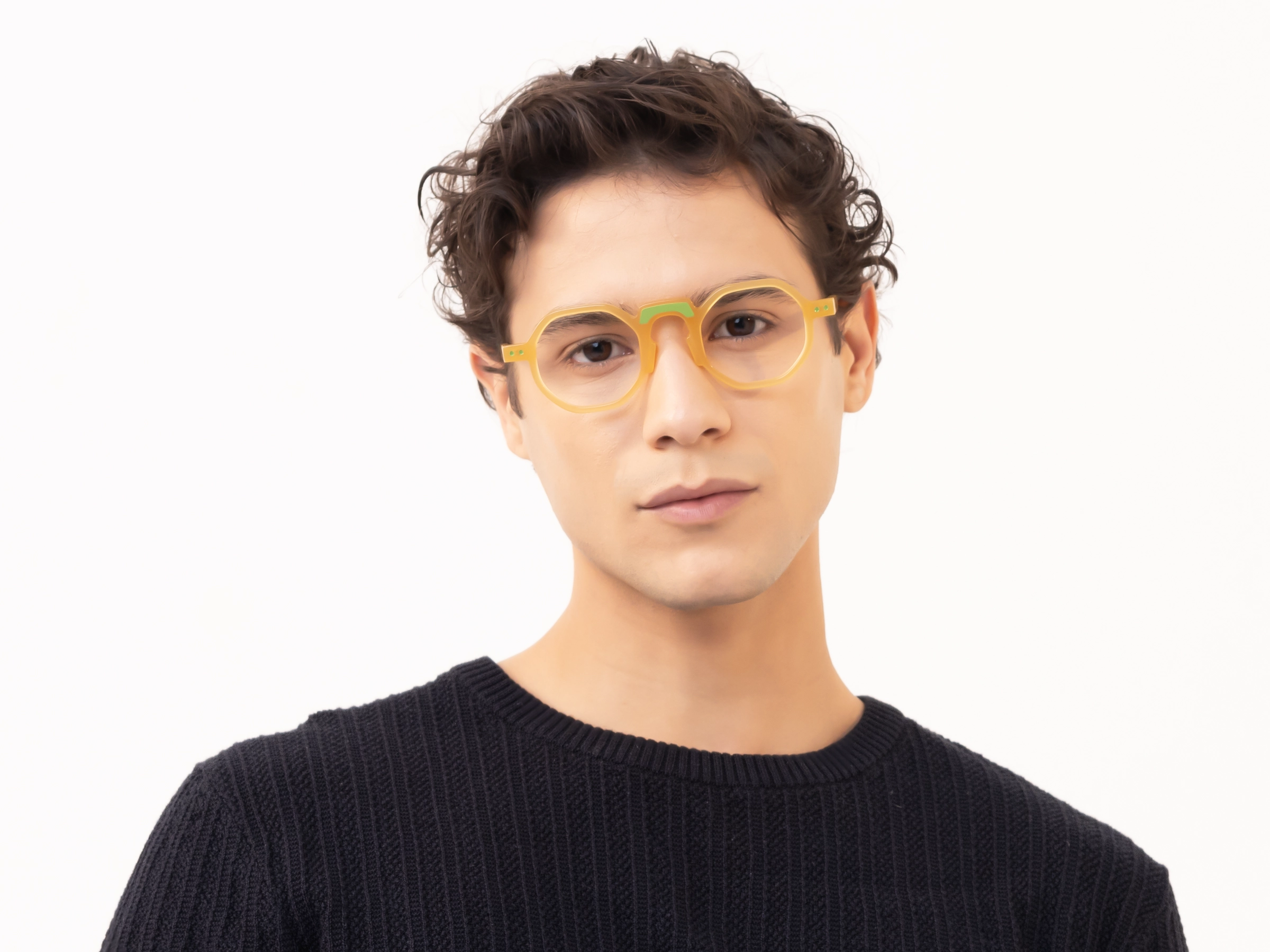 Caramel Brown Frame Hexagonal Glasses-41