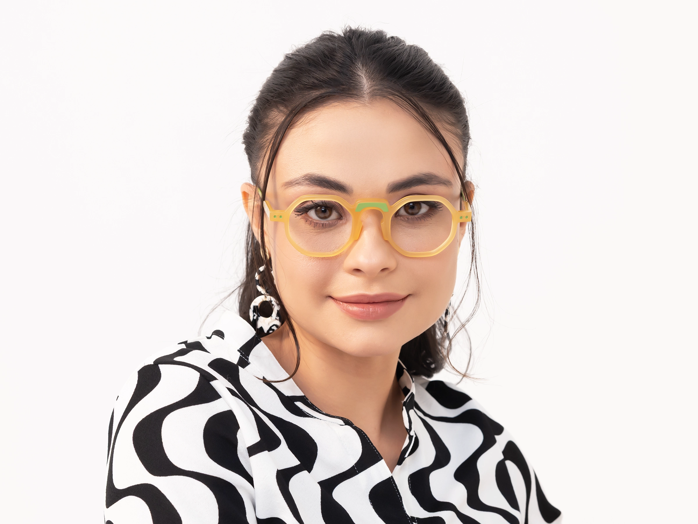 Caramel Brown Frame Hexagonal Glasses-52