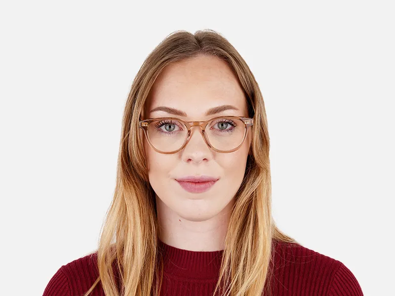 crystal clear transparent brown full-rim round glasses frames-2