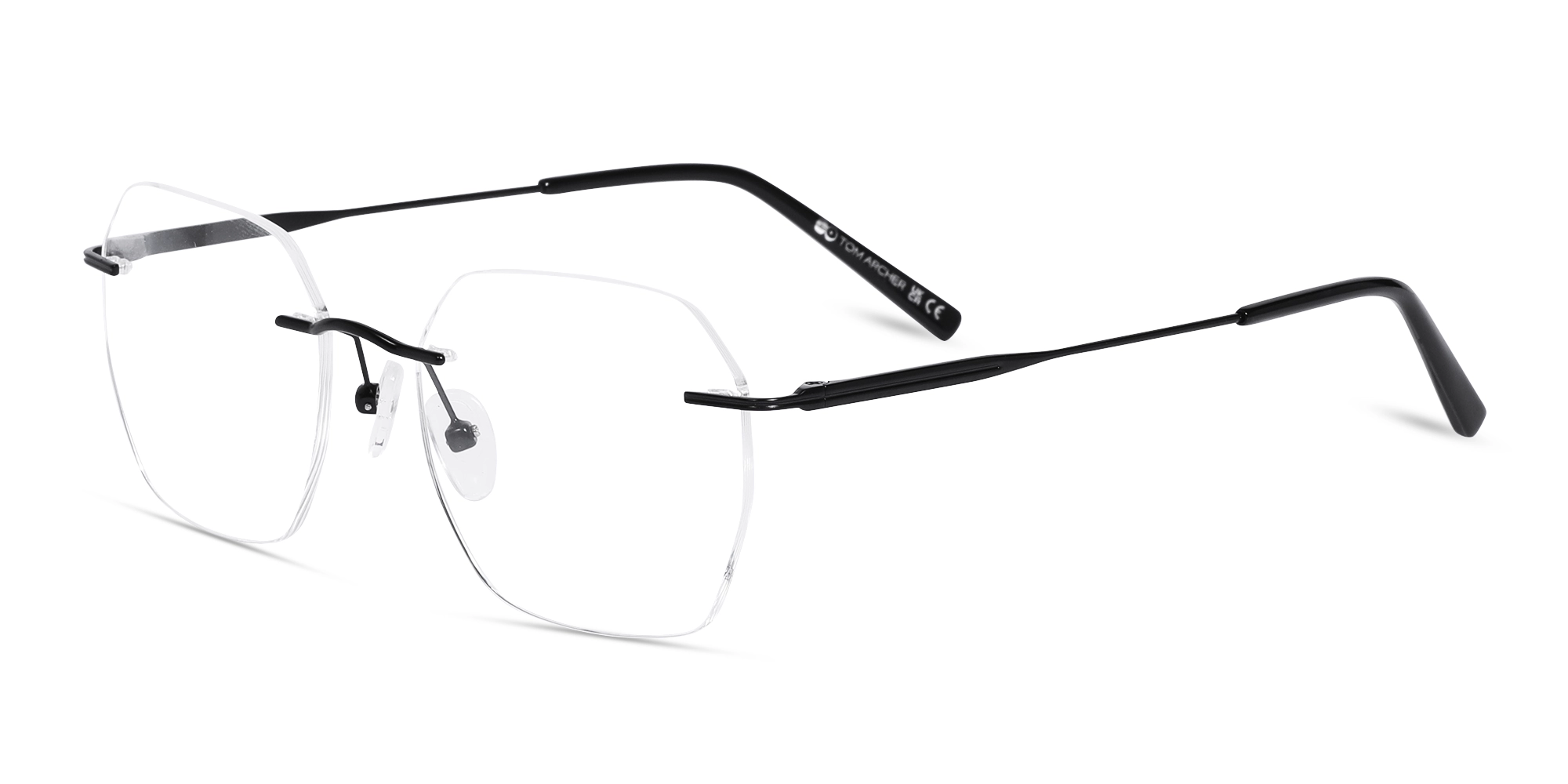 Matte Black Geometric Rimless Eyeglasses 3 Matte Black Geometric Rimless Eyeglasses 3