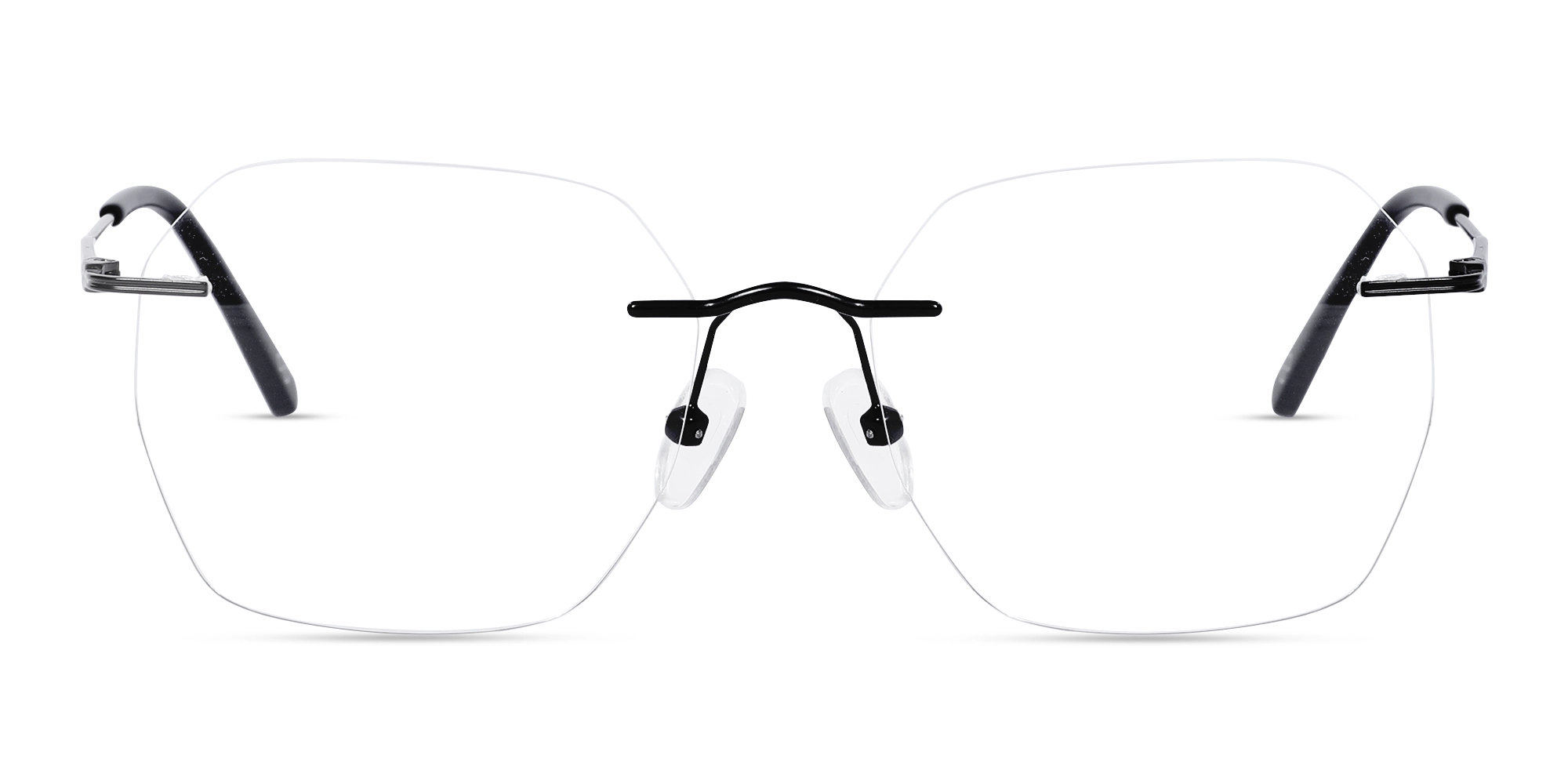 Matte Black Geometric Rimless Eyeglasses 1 Matte Black Geometric Rimless Eyeglasses 1
