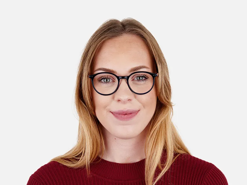 Round Blue Frame Glasses-2