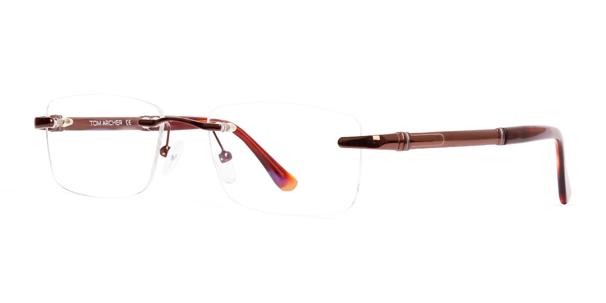 brown rectangular rimless metal glasses frames-3 brown rectangular rimless metal glasses frames-3