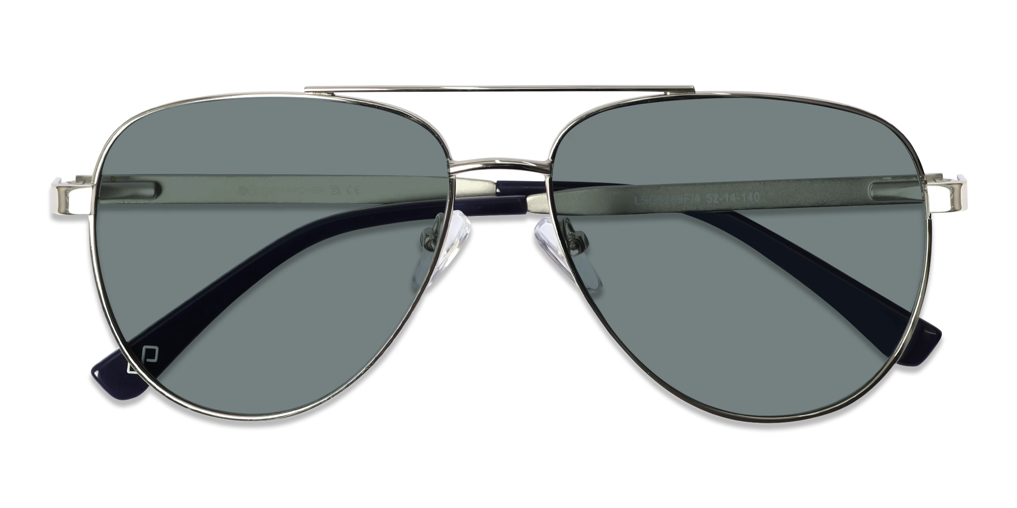 Silver Lightweight Double Bridge Metal Sunglasses 6