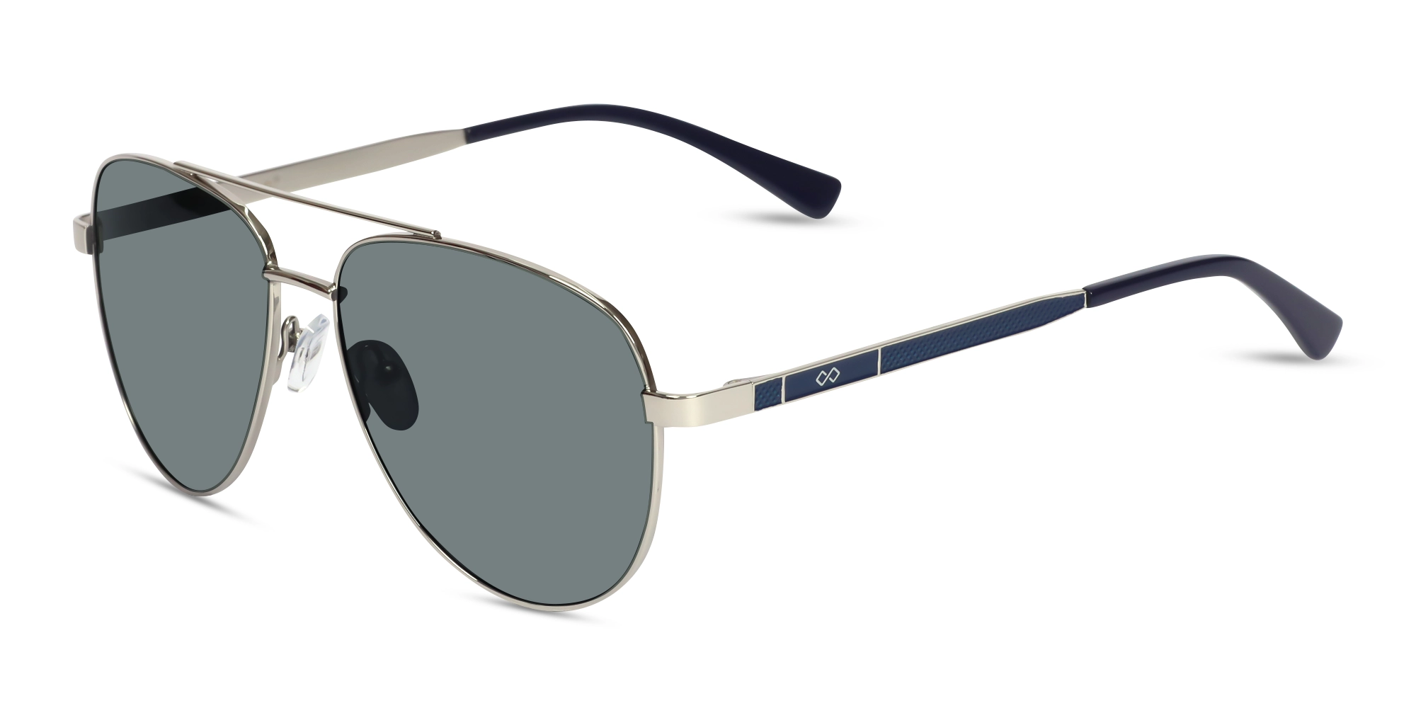 Silver Lightweight Double Bridge Metal Sunglasses 3