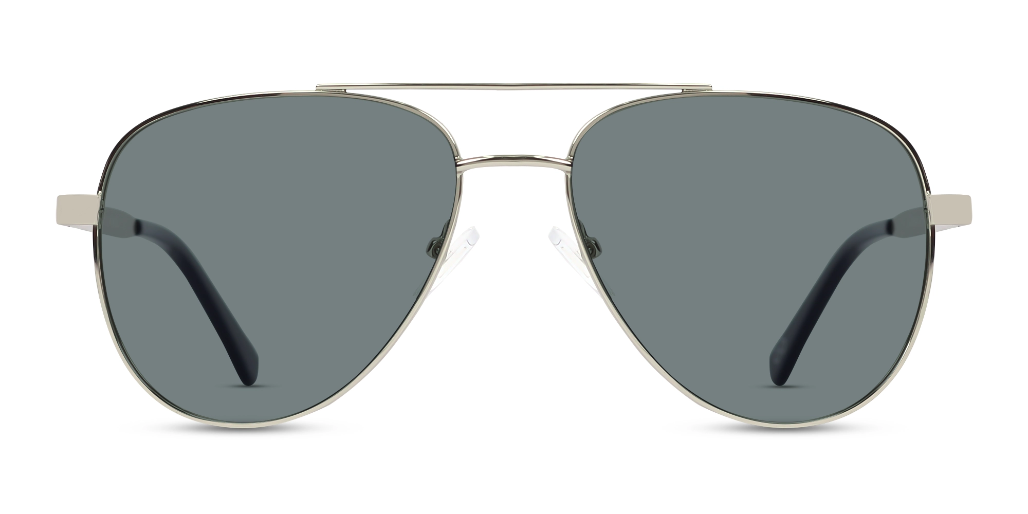 Silver Lightweight Double Bridge Metal Sunglasses 1
