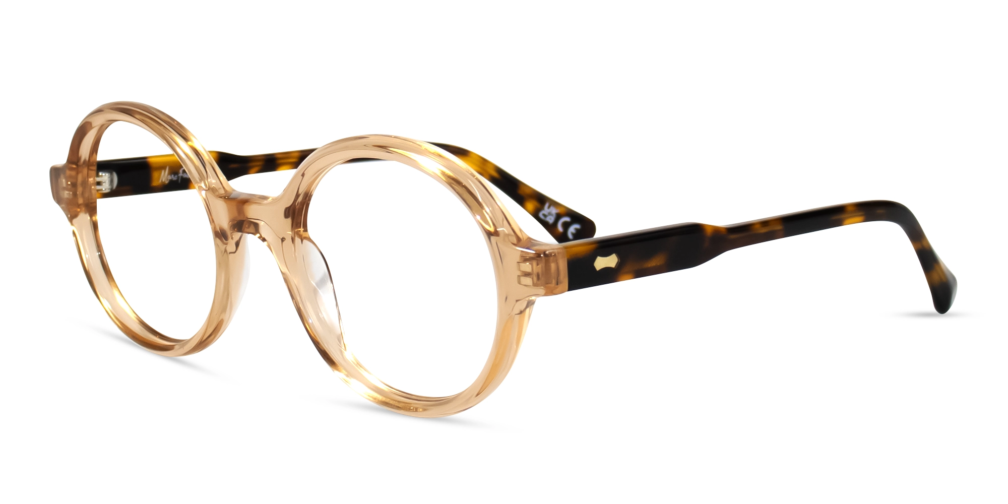 Crystal Peach Acetate Round Full Rim Glasses Crystal Peach Acetate Round Full Rim Glasses