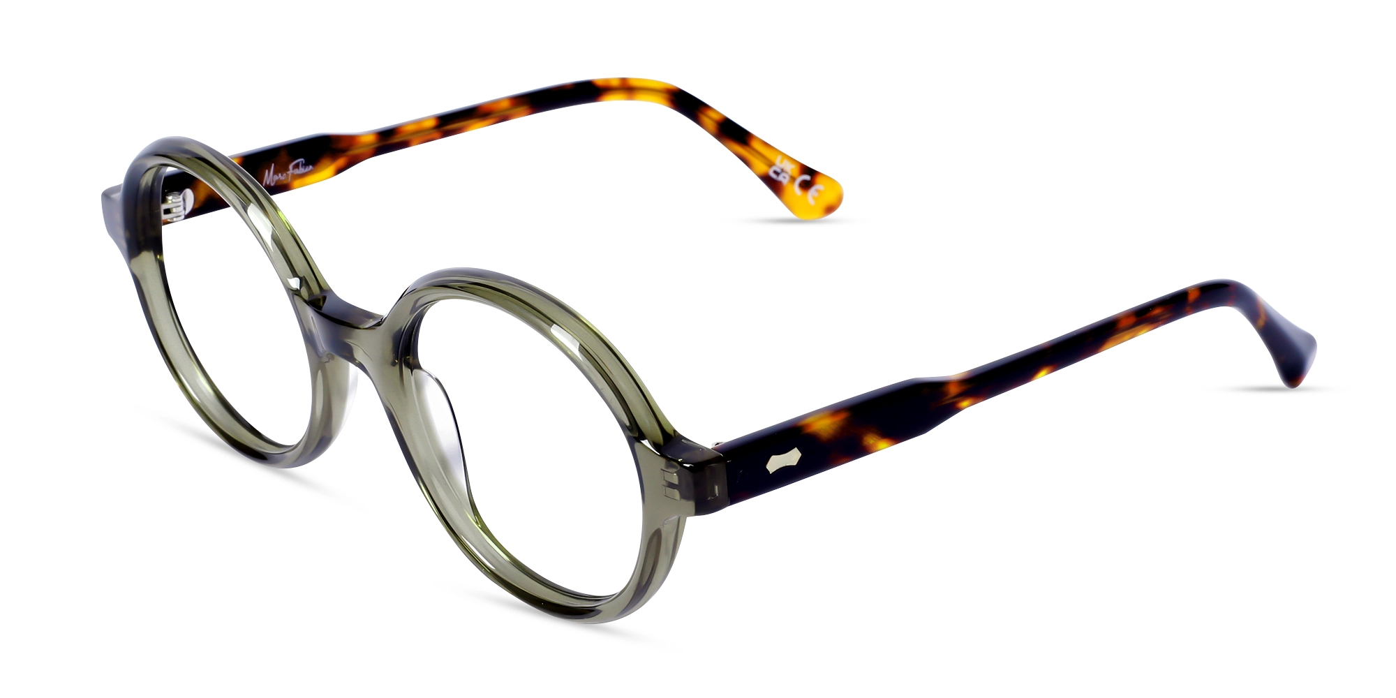 Crystal Olive Green Round Acetate Glasses Crystal Olive Green Round Acetate Glasses