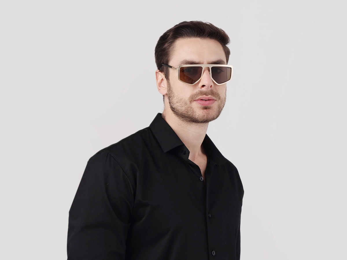 Matte Champagne Gold Metal Sunglasses-42