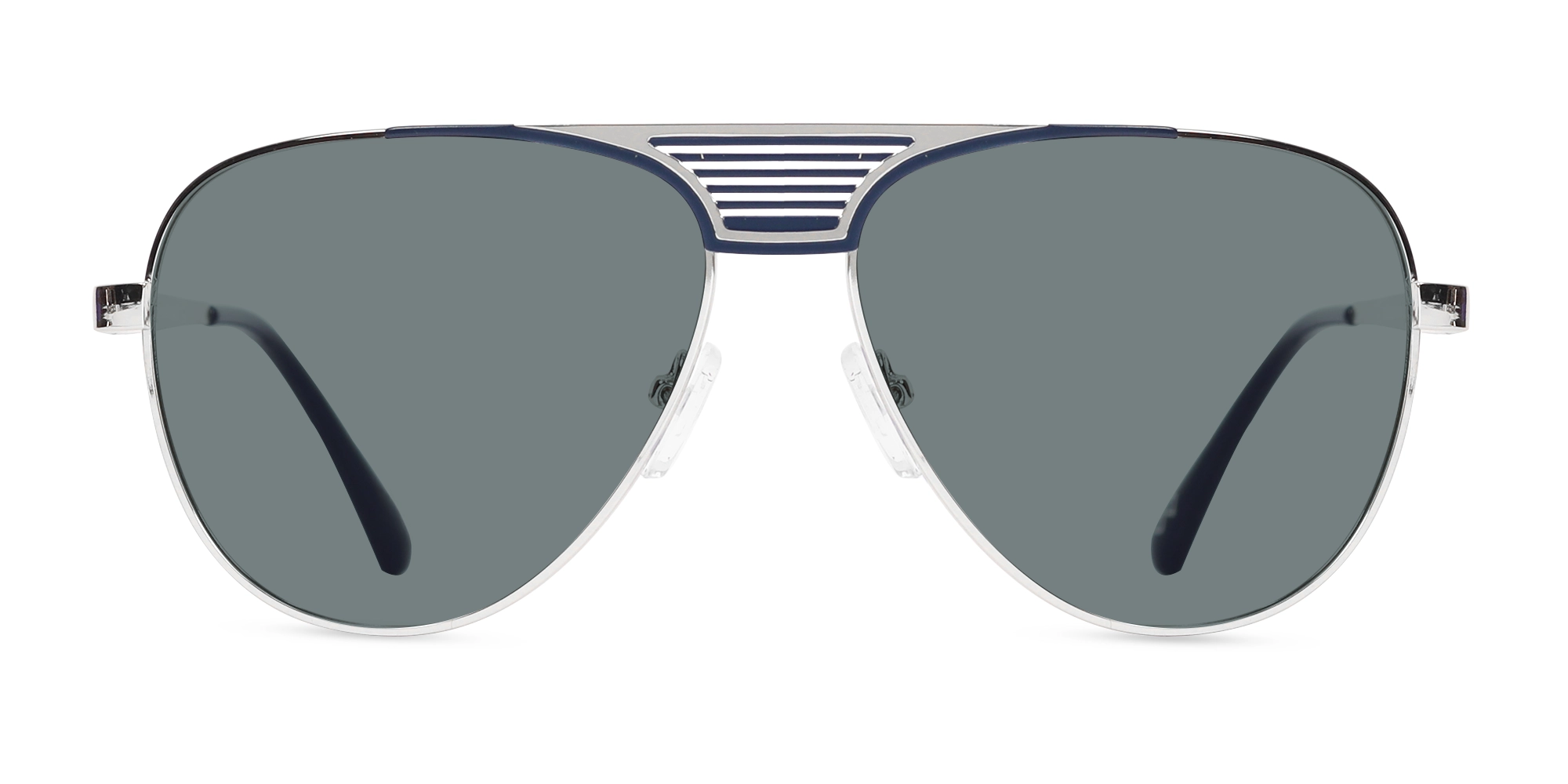 Silver Metal Double Bridge Full Rim Sunglasses 1 Silver Metal Double Bridge Full Rim Sunglasses 1