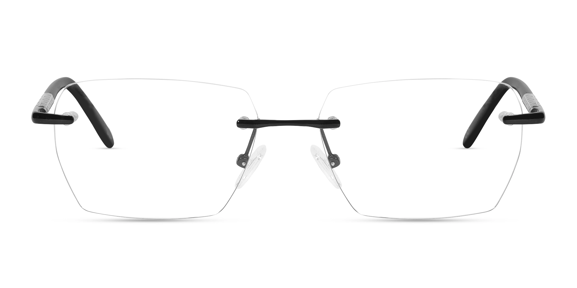 Black Metal Rimless Geometric Eyeglasses-1 Black Metal Rimless Geometric Eyeglasses-1