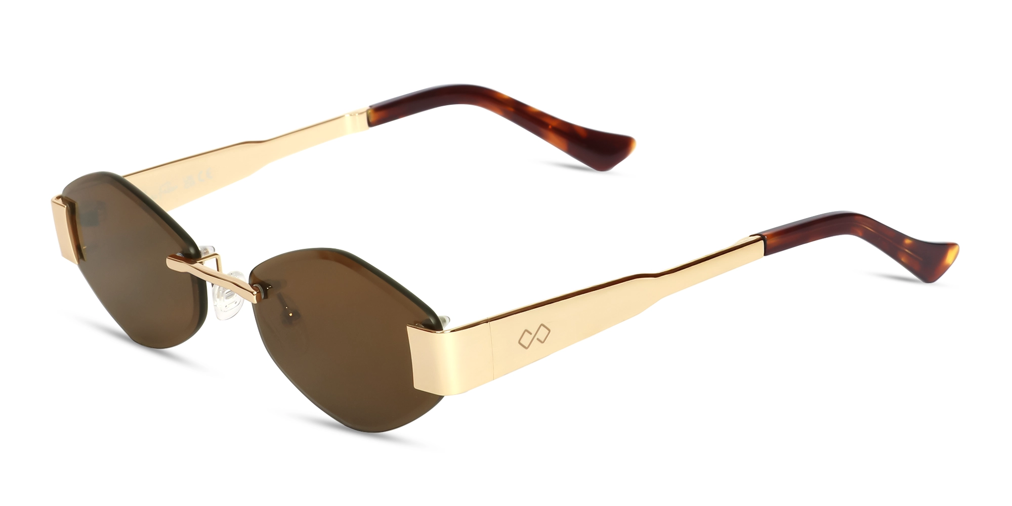 Champagne Gold Oval Rimless Sunglasses-3 Champagne Gold Oval Rimless Sunglasses-3
