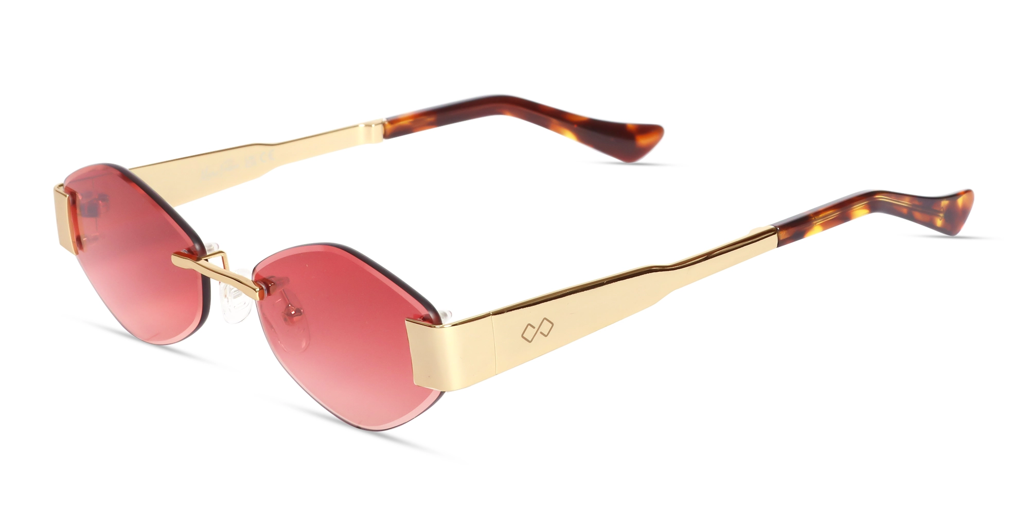 Champagne Gold Rimless Geometric Sunglasses-3 Champagne Gold Rimless Geometric Sunglasses-3