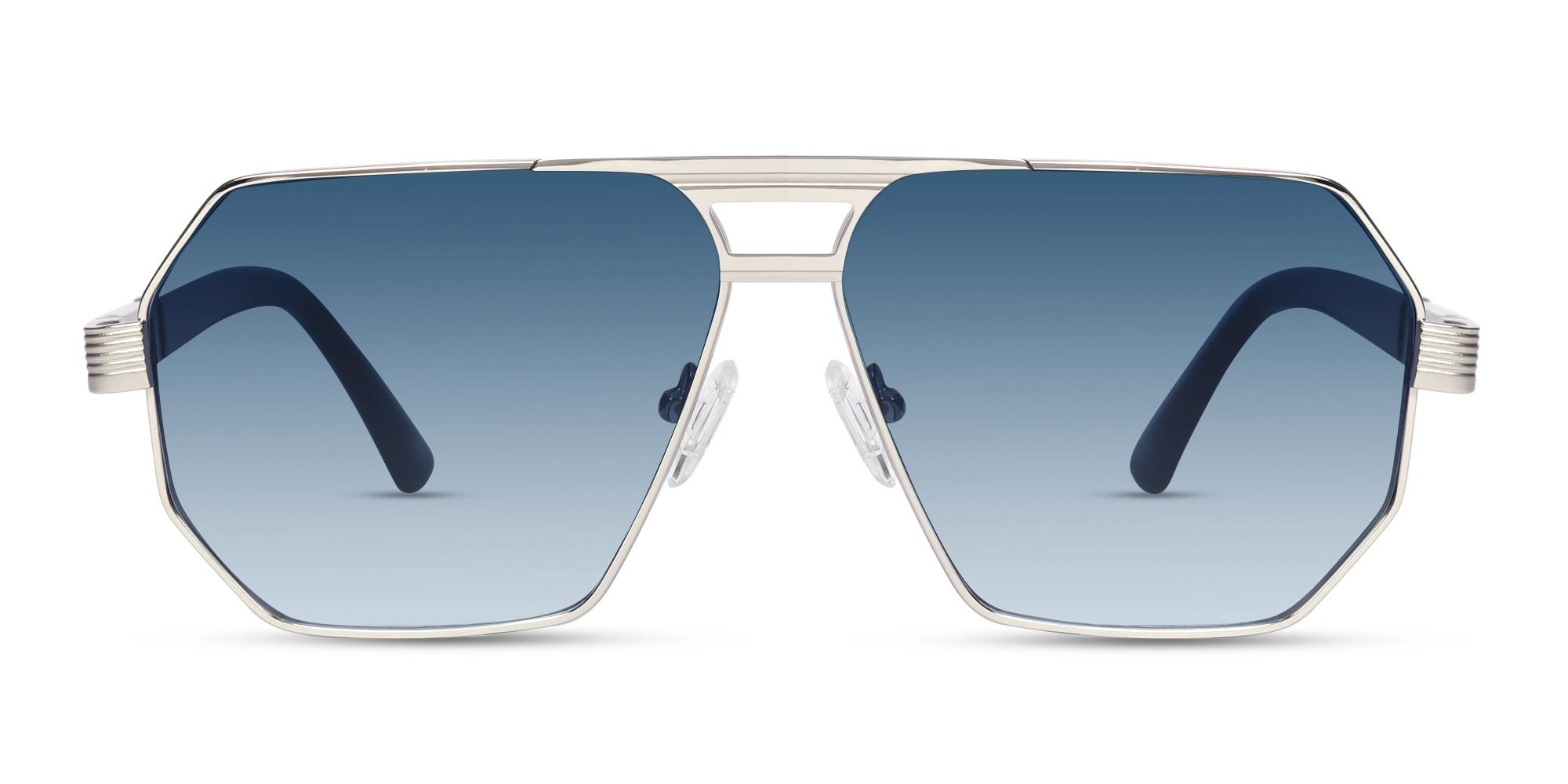 Matte Silver Pilot Double Bridge Sunglasses 1 Matte Silver Pilot Double Bridge Sunglasses 1