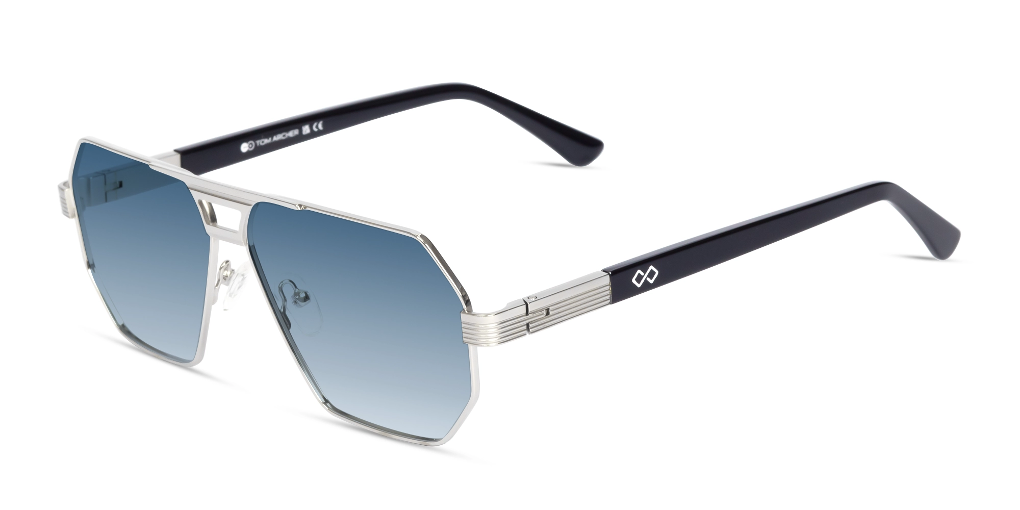 Matte Silver Pilot Double Bridge Sunglasses 3 Matte Silver Pilot Double Bridge Sunglasses 3