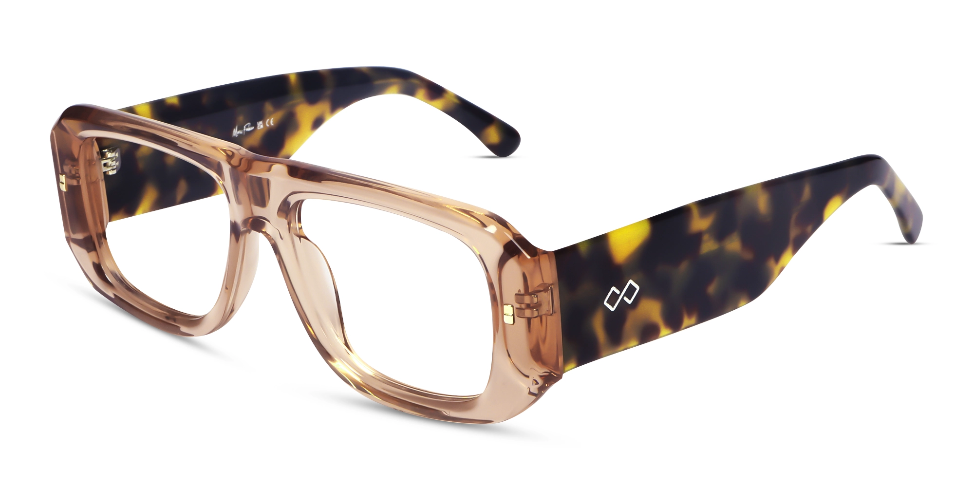 Crystal Peach Flat Top Pilot Glasses Crystal Peach Flat Top Pilot Glasses