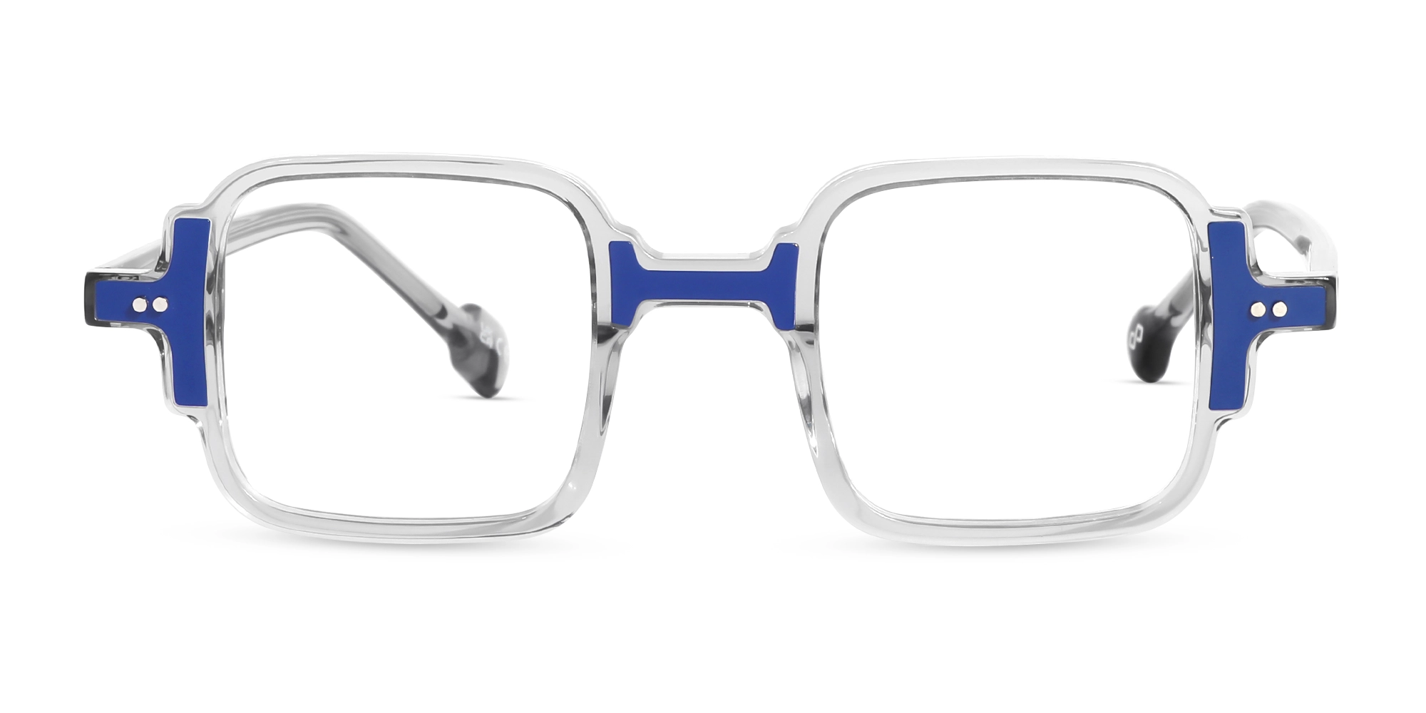 Crystal Grey & Blue Square Acetate Glasses-1 Crystal Grey & Blue Square Acetate Glasses-1
