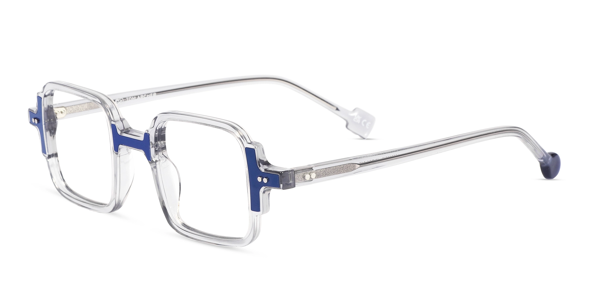 Crystal Grey & Blue Square Acetate Glasses-3 Crystal Grey & Blue Square Acetate Glasses-3