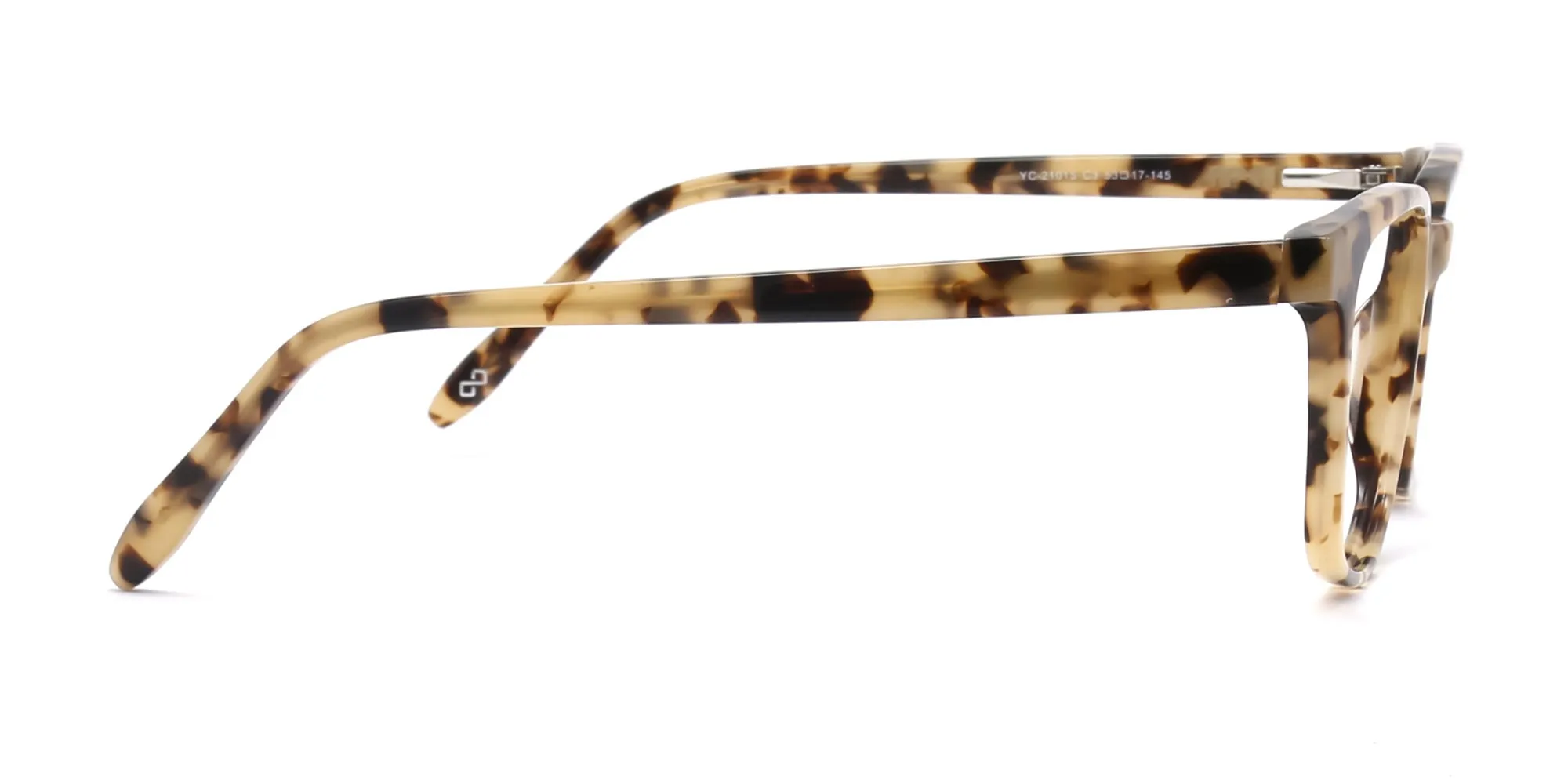 Cream Tortoise Rectangular Glasses Acetate Unisex-2