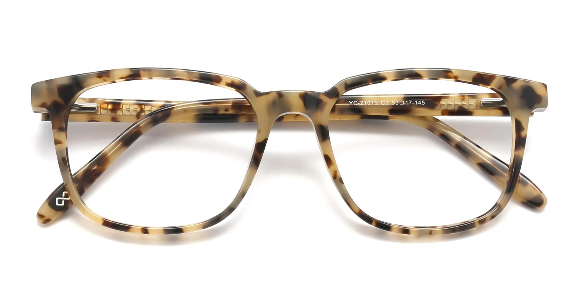 Cream Tortoise Rectangular Glasses Acetate Unisex-2