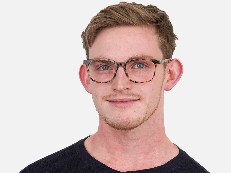 Cream Tortoise Rectangular Glasses Acetate Unisex-2