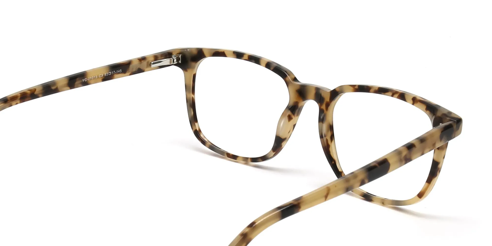Cream Tortoise Rectangular Glasses Acetate Unisex-2